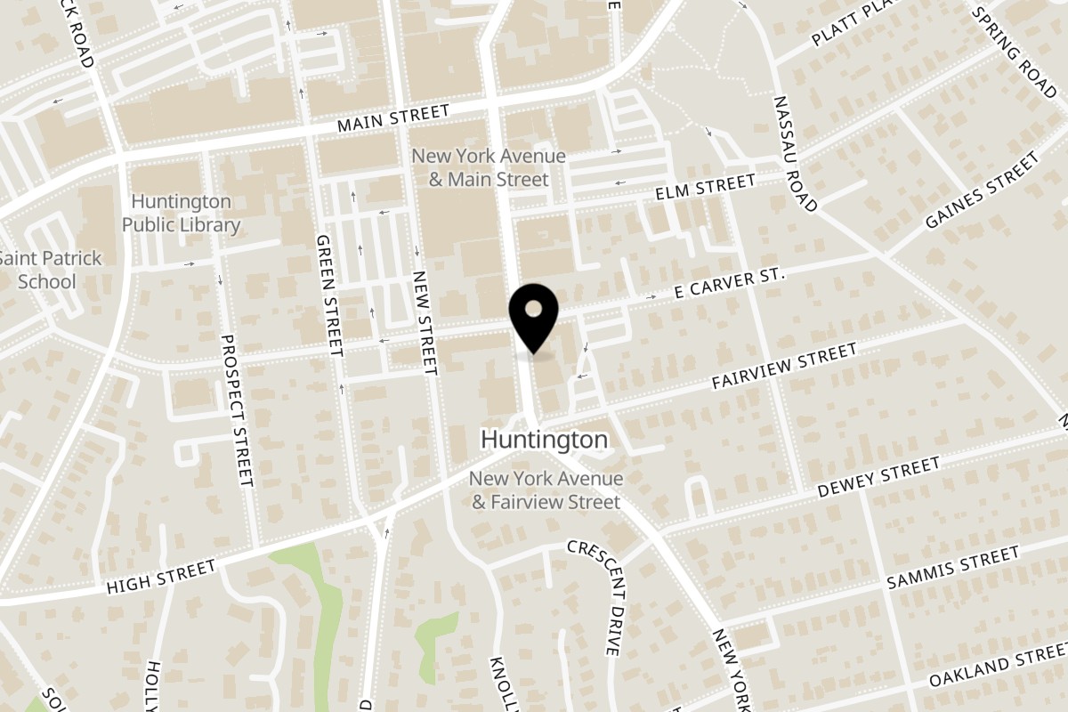 Map showing the location of BRGRS on 392 New York Ave in Huntington